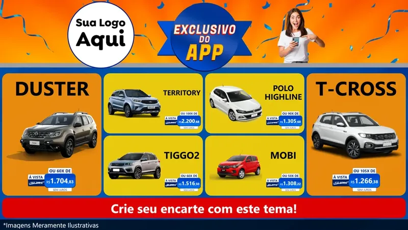 Modelo de TV para TV Horizontal com o tema Exclusivo do Aplicativo para Concessionaria de Carros