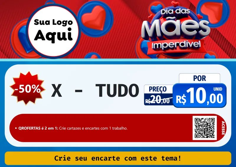 Modelo de Cartaz para Cartaz A4 Horizontal com o tema Dia Das Mães Imperdível para Hamburgueria