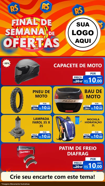 Modelo de TV para TV Vertical com o tema Final de Semana de Ofertas para Moto peças