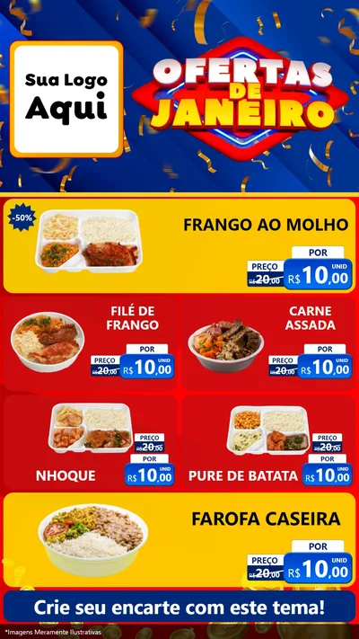 Modelo de TV para TV Vertical com o tema Ofertas de Janeiro para Restaurante