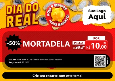 Modelo de Cartaz para Cartaz A4 Horizontal com o tema Dia Do Real para Frios e Laticínios