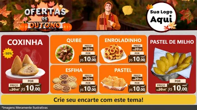 Modelo de TV para TV Horizontal com o tema Ofertas de Outono para Salgadaria