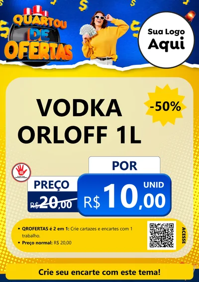 Modelo de Cartaz para Cartaz A4 Vertical com o tema Quartou de Ofertas para Distribuidora de bebidas