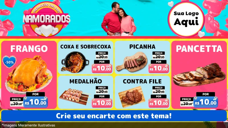 Modelo de TV para TV Horizontal com o tema Promoção Dia dos Namorados para Assados
