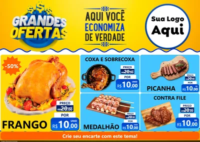 Modelo de Encarte para Encarte A4 Horizontal com o tema Grandes Ofertas para Assados
