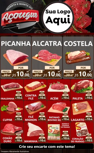 Modelo de Encarte para Encarte Grande com o tema Quarta e Quinta do Açougue para Açougue