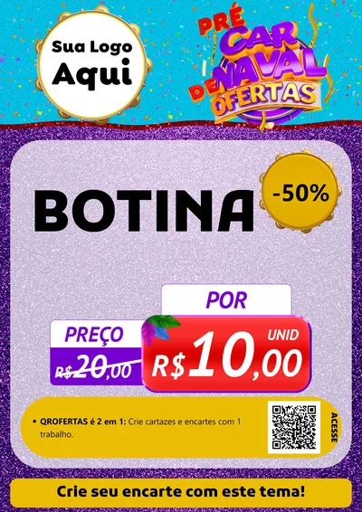 Modelo de Cartaz para Cartaz A4 Vertical com o tema Pré Carnaval de Ofertas para Agropecuária
