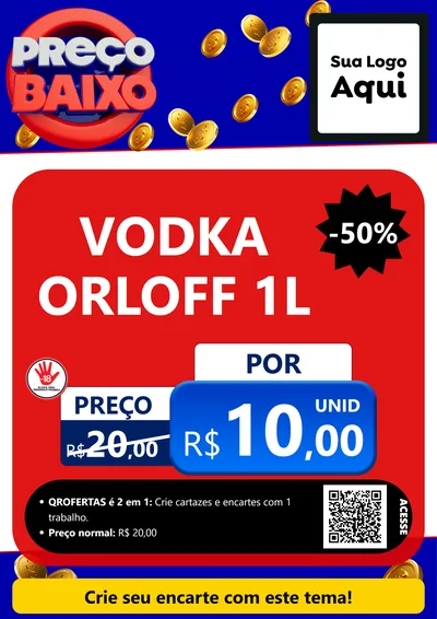 Modelo de Cartaz para Cartaz A4 Vertical com o tema Preço Baixo para Distribuidora de bebidas