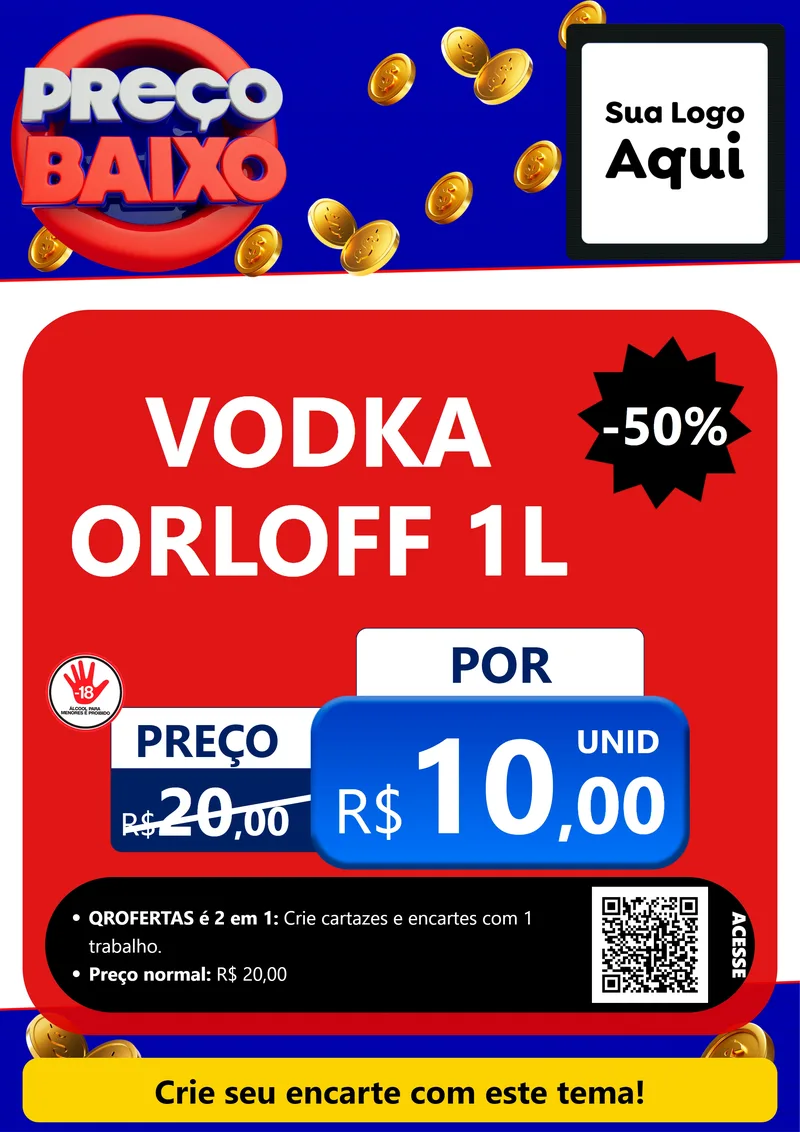 Modelo de Cartaz para Cartaz A4 Vertical com o tema Preço Baixo para Distribuidora de bebidas