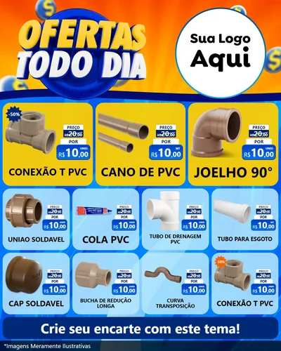Modelo de Rede Social para Feed Instagram com o tema Ofertas Todo Dia para Tubos e conexões
