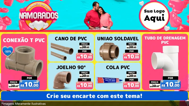 Modelo de TV para TV Horizontal com o tema Promoção Dia dos Namorados para Tubos e conexões