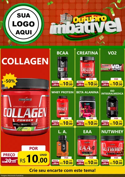 Modelo de Encarte para Encarte A4 Vertical com o tema Outubro Imbatível para Suplementos alimentares