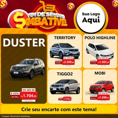 Modelo de Rede Social para Feed Facebook com o tema Fim de Semana Imbatível para Concessionaria de Carros