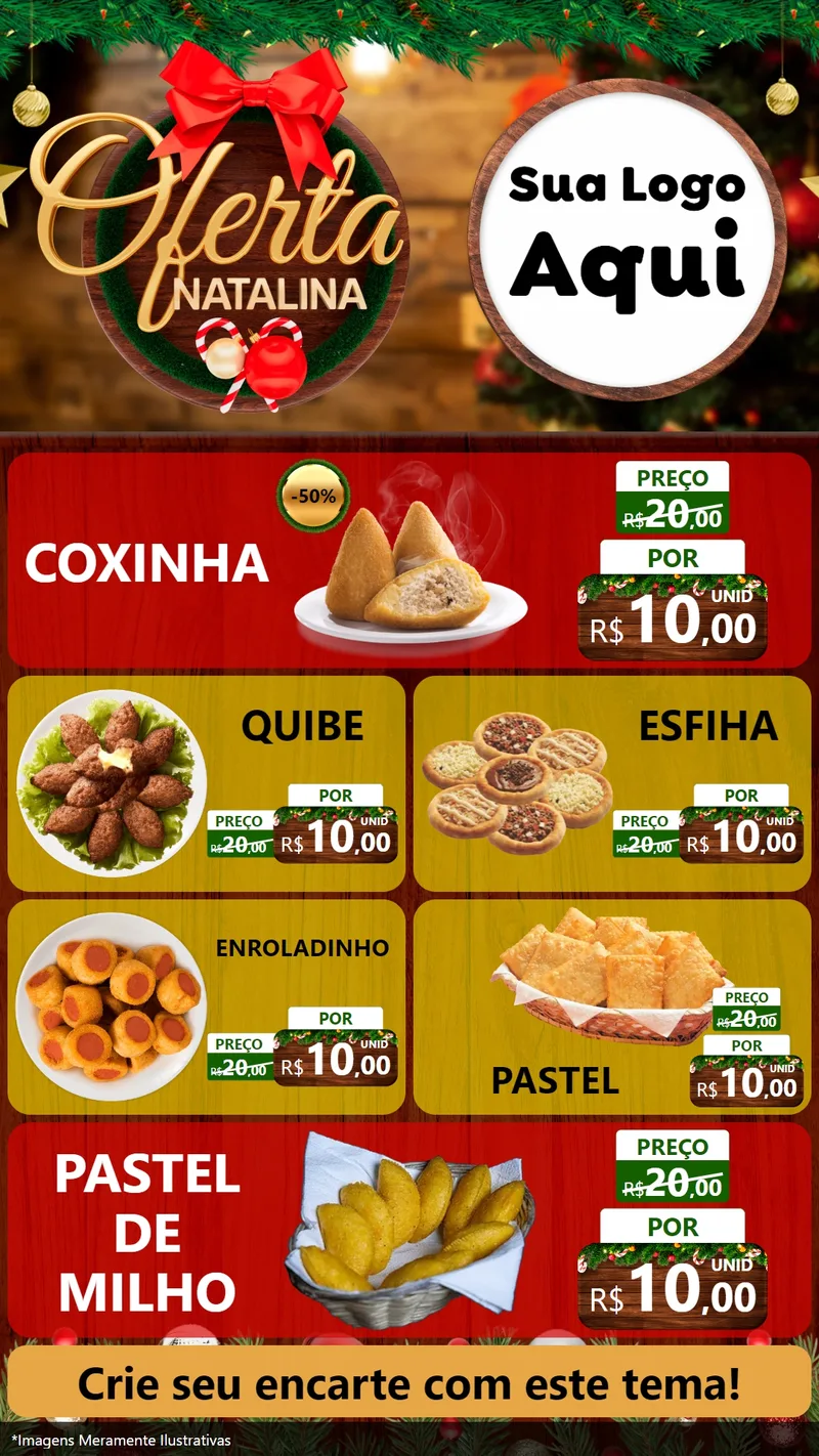 Modelo de TV para TV Vertical com o tema Ofertas Natalina para Salgadaria