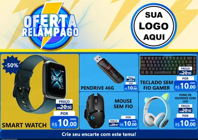 Modelo de Encarte para Encarte A4 Horizontal com o tema Oferta Relâmpago para Informática