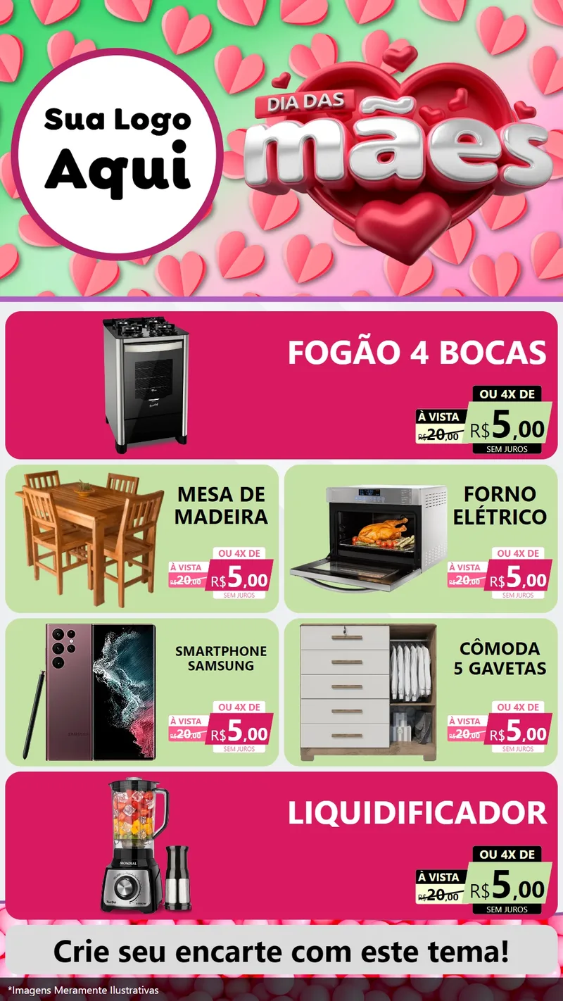 Modelo de TV para TV Vertical com o tema Dia das Mães para Móveis e Eletro