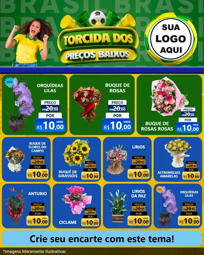 Modelo de Rede Social para Feed Instagram com o tema Torcida dos Preços Baixos para Floricultura e jardim