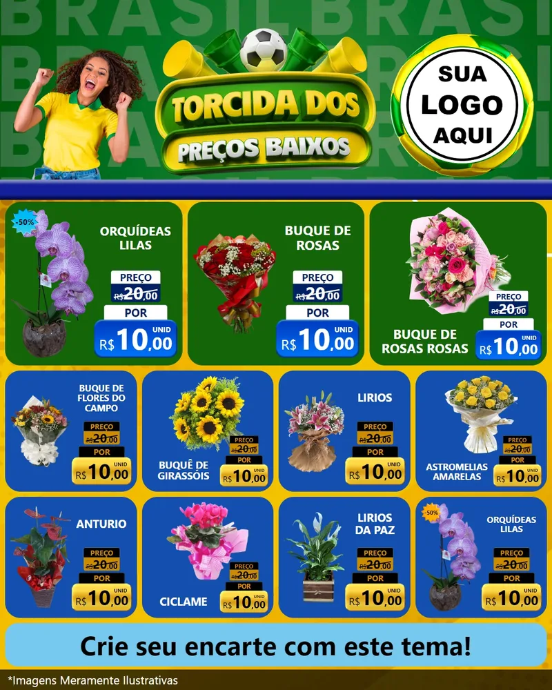 Modelo de Rede Social para Feed Instagram com o tema Torcida dos Preços Baixos para Floricultura e jardim