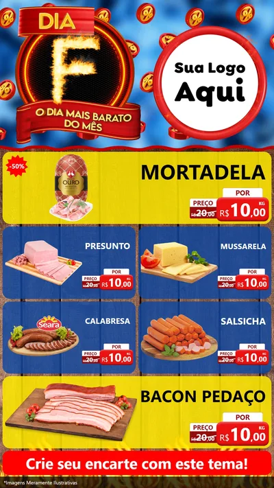 Modelo de TV para TV Vertical com o tema Dia F - O Dia Mais Barato Do Mês para Frios e Laticínios