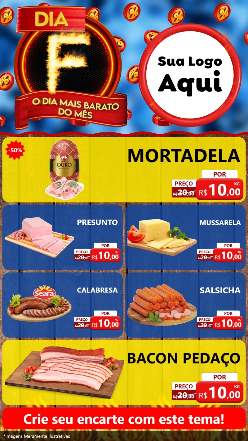Modelo de TV para TV Vertical com o tema Dia F - O Dia Mais Barato Do Mês para Frios e Laticínios