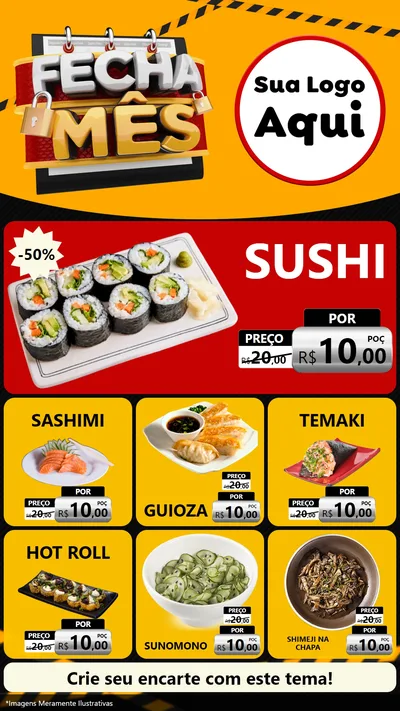 Modelo de Rede Social para Stories com o tema Fecha Mês para Comida japonesa