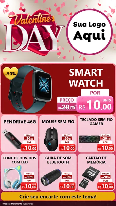 Modelo de Rede Social para Stories com o tema Valentine's Day para Informática