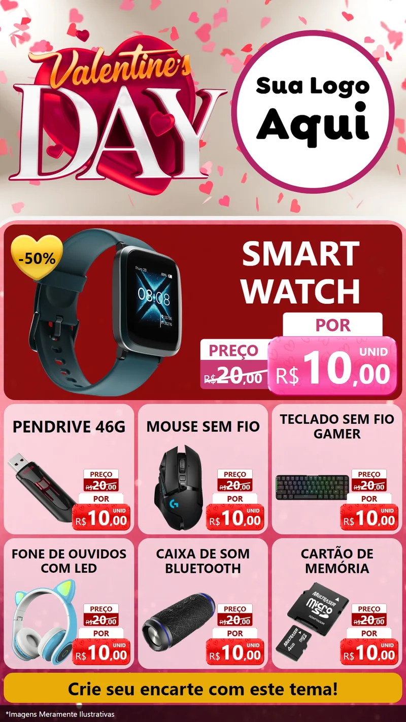 Modelo de Rede Social para Stories com o tema Valentine's Day para Informática