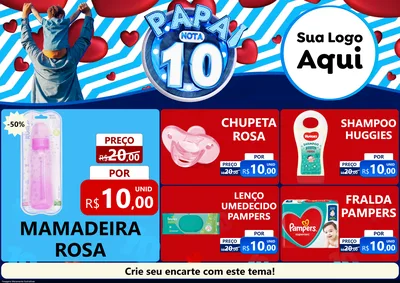 Modelo de Encarte para Encarte A4 Horizontal com o tema Papai Nota 10 para Bebês