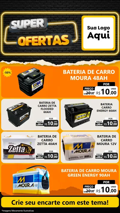 Modelo de TV para TV Vertical com o tema Super Ofertas para Baterias Elétricas