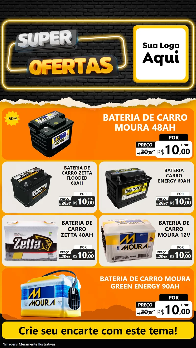 Modelo de TV para TV Vertical com o tema Super Ofertas para Baterias Elétricas