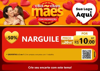 Modelo de Cartaz para Cartaz A4 Horizontal com o tema Dia das Mães com Promoção para Tabacaria