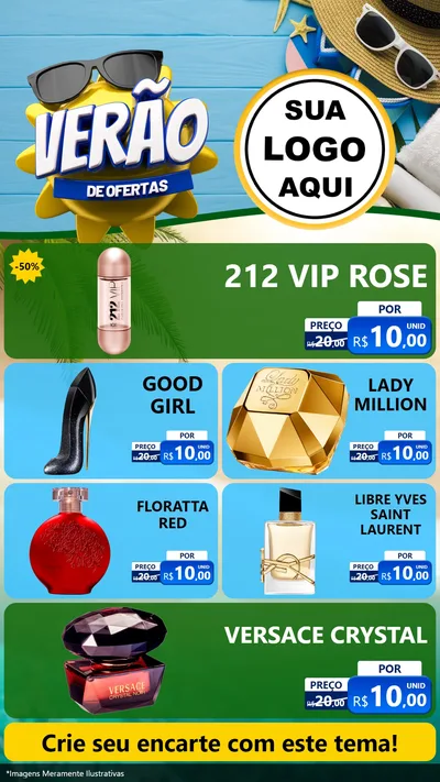 Modelo de TV para TV Vertical com o tema Verão de Ofertas para Perfumes