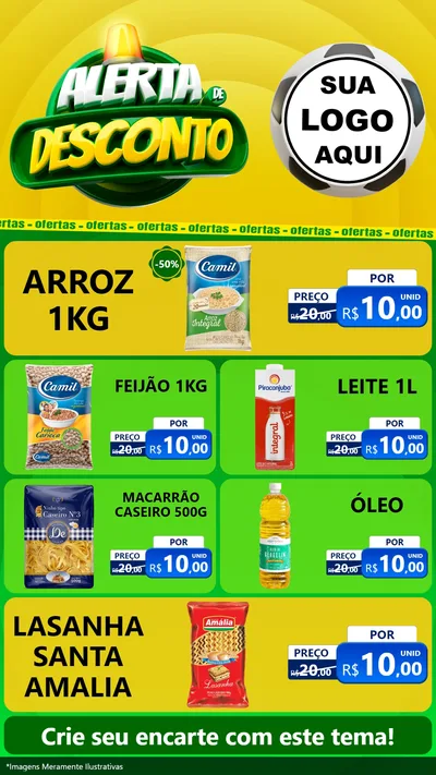 Modelo de TV para TV Vertical com o tema Alerta de Desconto para Supermercado