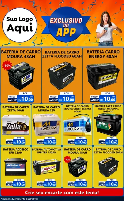 Modelo de Encarte para Encarte Grande com o tema Exclusivo do Aplicativo para Baterias Elétricas