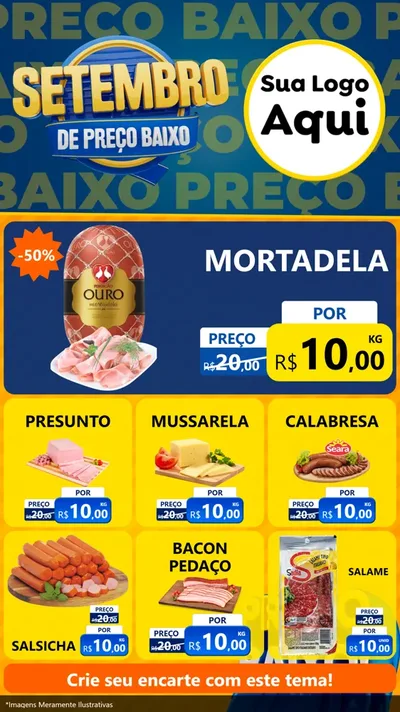 Modelo de Rede Social para Stories com o tema Setembro De Preço Baixo para Frios e Laticínios