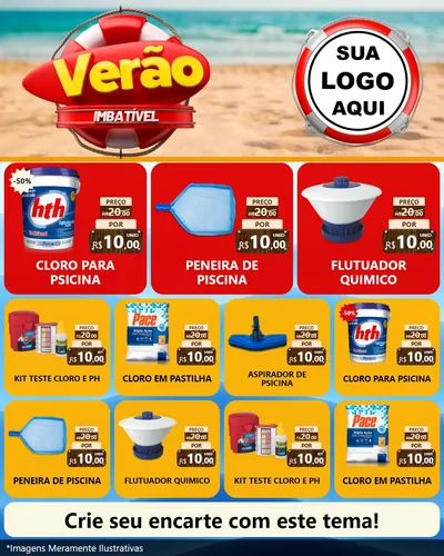 Modelo de Rede Social para Feed Instagram com o tema Verão Imbatível para Produtos para Piscina