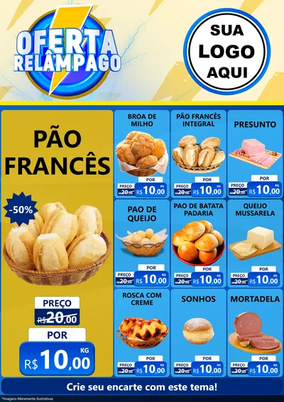 Modelo de Encarte para Encarte A4 Vertical com o tema Oferta Relâmpago para Padaria