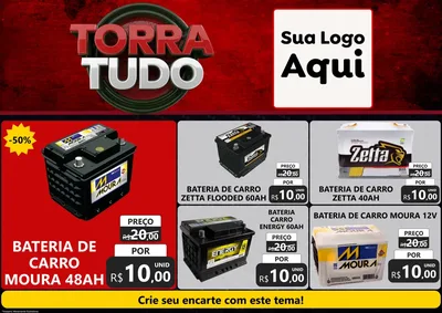 Modelo de Encarte para Encarte A4 Horizontal com o tema Torra Tudo para Baterias Elétricas