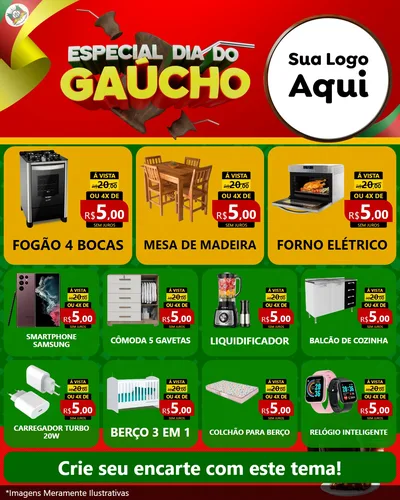 Modelo de Rede Social para Feed Instagram com o tema Especial Dia do Gaúcho para Móveis e Eletro