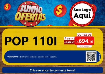 Modelo de Cartaz para Cartaz A4 Horizontal com o tema Junho de Ofertas para Concessionaria de Motos