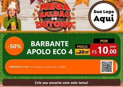 Modelo de Cartaz para Cartaz A4 Horizontal com o tema Mega Saldão de Outono para Armarinho e Aviamentos