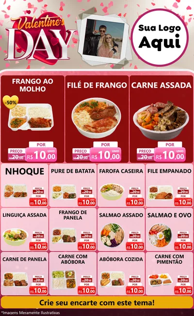 Modelo de Encarte para Encarte Grande com o tema Valentine's Day para Restaurante