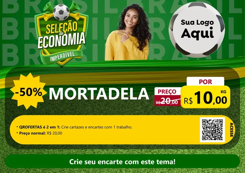 Modelo de Cartaz para Cartaz A4 Horizontal com o tema Seleção de Economia - Copa para Frios e Laticínios