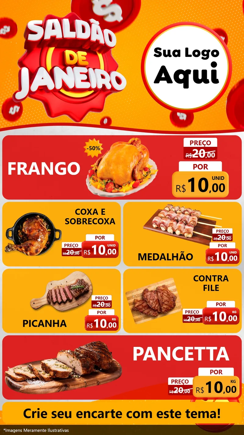 Modelo de TV para TV Vertical com o tema Saldão de Janeiro para Assados