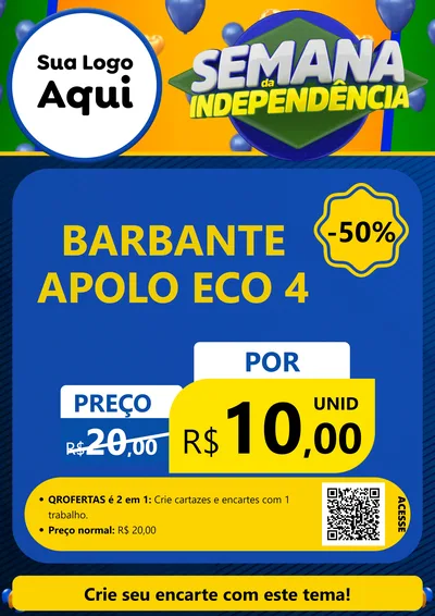Modelo de Cartaz para Cartaz A4 Vertical com o tema Semana da Independência para Armarinho e Aviamentos