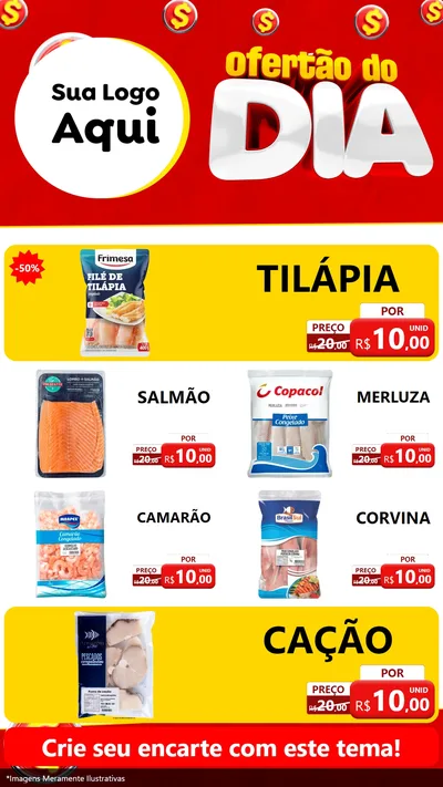 Modelo de TV para TV Vertical com o tema Ofertão do dia para Peixaria