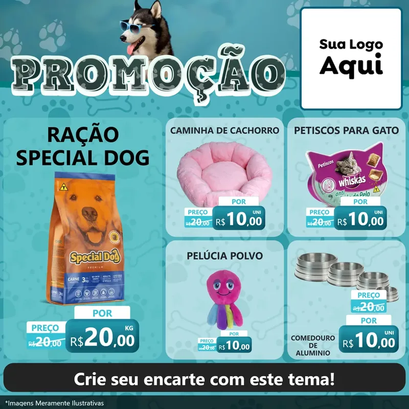 Modelo de Rede Social para Feed Facebook com o tema Promoção - Pet Shop para Pet Shop
