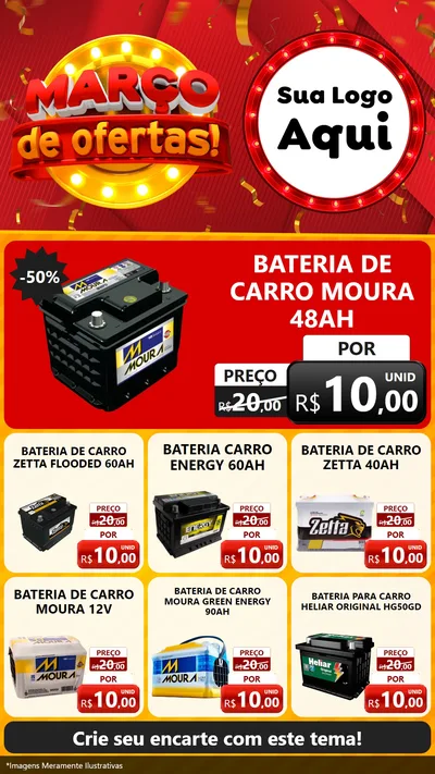 Modelo de Rede Social para Stories com o tema Março de Ofertas! para Baterias Elétricas