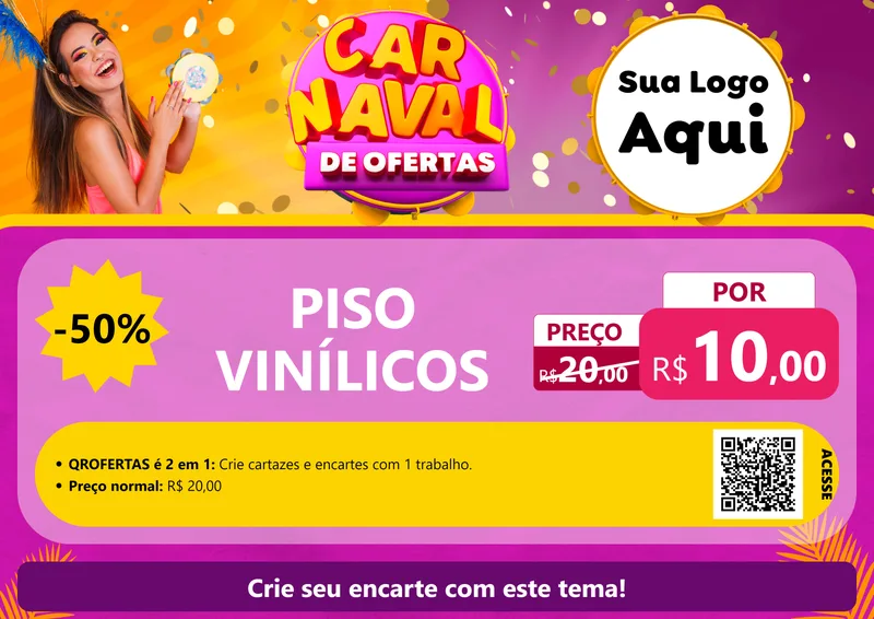 Modelo de Cartaz para Cartaz A4 Horizontal com o tema Carnaval de Ofertas para Material para Construção