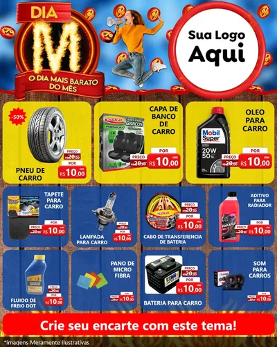Modelo de Rede Social para Feed Instagram com o tema Dia M - O Dia Mais Barato Do Mês para Auto peças